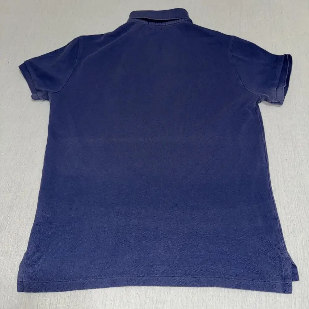 RARE Ralph Lauren Custom Classic Fit M Rainbow Big Pony Polo Shirt Mens Navy